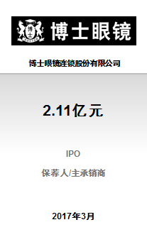博士眼镜连锁股份有限公司2.11亿元IPO项目乐成完成